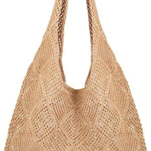 Crochet Beach Tote Bag Mesh Summer Bag Women Hippie Knit Large Capacity